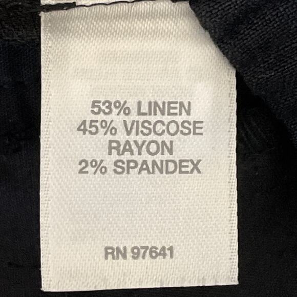 J. Jill Linen Stretch Pull-On Pants Size Small Black Old Money Office Business - Picture 10 of 12